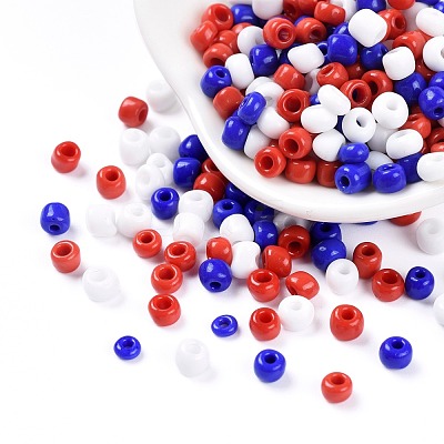 300G 6500pcs 3 Colors Independence Day Glass Seed Beads SEED-LS0001-01-1