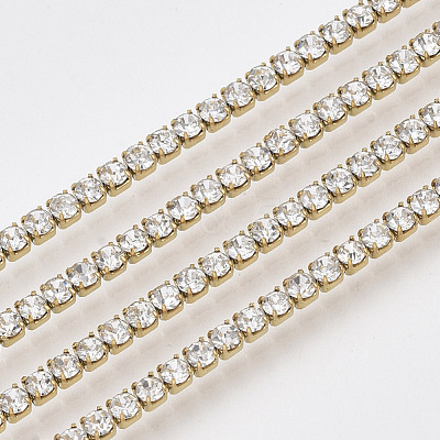 304 Stainless Steel Rhinestone Strass Chains STAS-T055-12G-1
