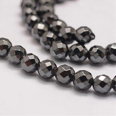 Grade AA Magnetic Synthetic Hematite Bead Strands G-P258-10-6mm-1