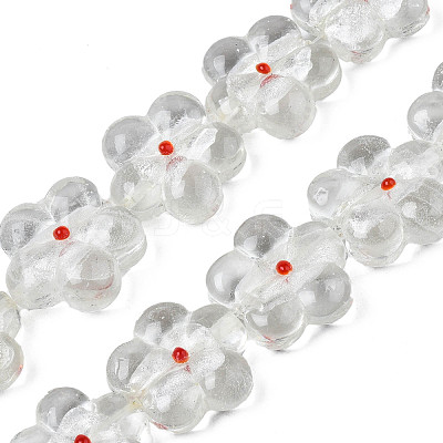 Handmade Silver Foil Lampwork Beads Strands FOIL-T004-03F-1