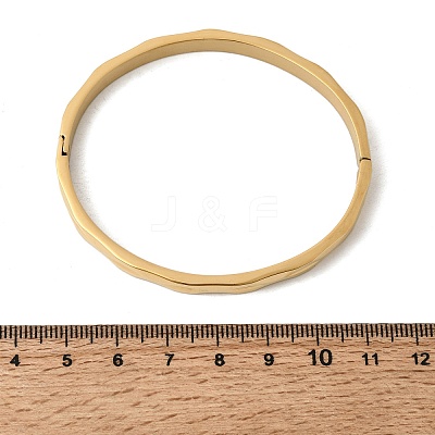 Hammered 304 Stainless Steel Hinged Bangles BJEW-D408-14G-1