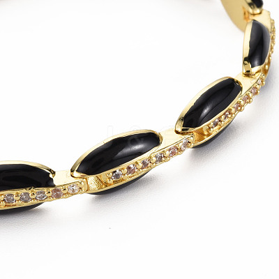 Brass Micro Pave Cubic Zirconia Link Chain Bracelet for Women BJEW-T020-05G-04-1