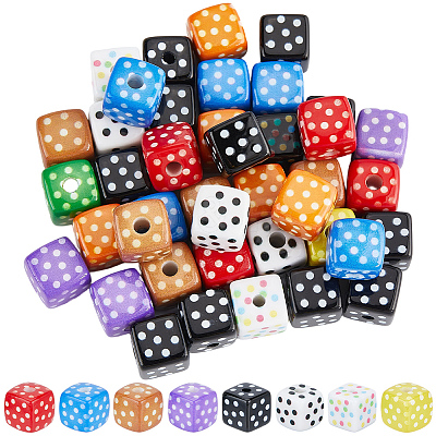 48Pcs Opaque Printed Acrylic Beads OACR-SC0002-92-1