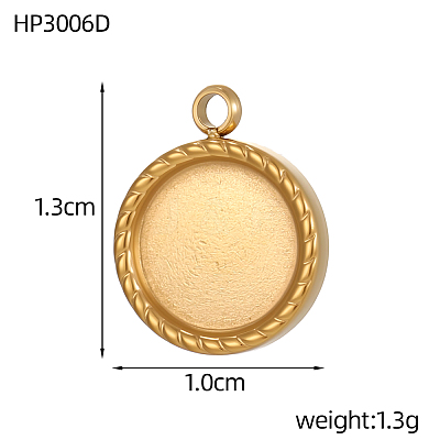 Flat Round 304 Stainless Steel Pendants Cabochon Settings STAS-OY007-11G-1