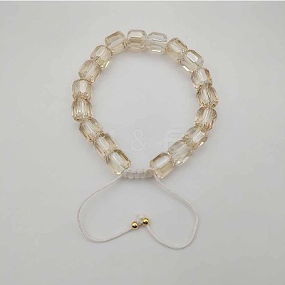 Adjustable Electroplated Faceted Cube Glass Braided Beaded Bracelets for Women Men DM4334-4-1