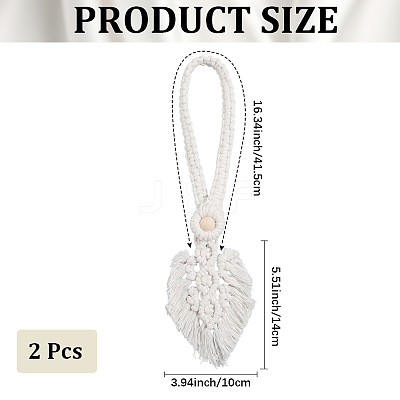 2Pcs Handmade Macrame Leaf Curtain Tiebacks AJEW-CN0003-65A-1