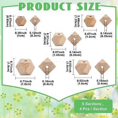 20Pcs 5 Styles Wood Beads WOOD-FS0002-59-1