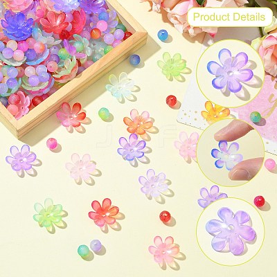DIY Round Flower Acrylic Beads Jewelry Making Kits DIY-CJ0002-82-1