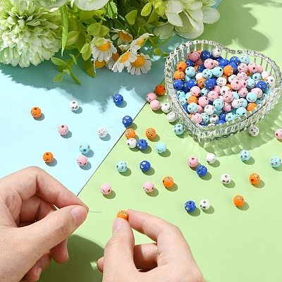 150Pcs Opaque Acrylic Beads MACR-YW0004-21A-1
