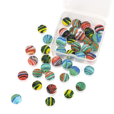 40Pcs 4 Colors Handmade Frosted Lampwork Beads LAMP-LS0001-06-1