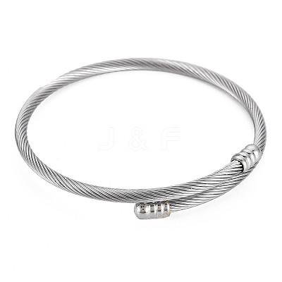 Non-Tarnish Twisted Cable Cuff Bangle BJEW-N013-002-1