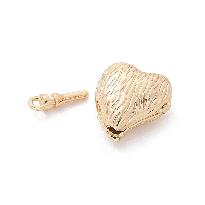 Brass Heart Box Clasps KK-U052-29G-1