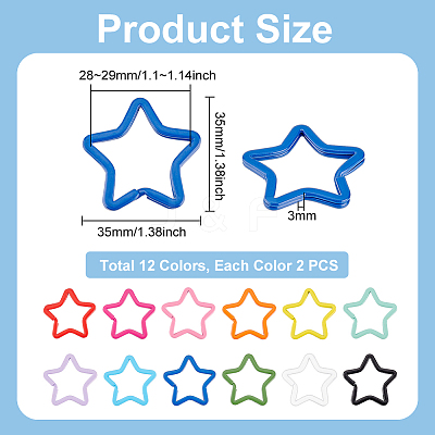 24Pcs 12 Colors Spray-painted Iron Keychain Clasps IFIN-BC0001-16-1