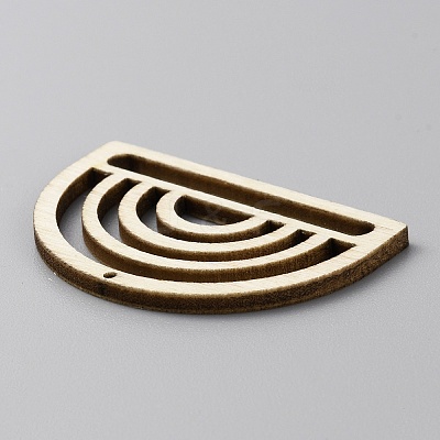 Fan Shape Hollow out Unfinished Wood Pendants DIY-WH0488-11D-1