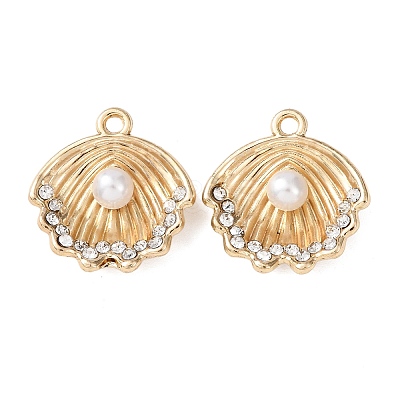 Alloy with Rhinestone and ABS Plastic Imitation Pearl Pendants FIND-Z111-04G-1