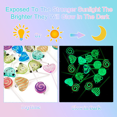 12pcs 3 styles Luminous Transparent Resin Cartoon Big Pendants CRES-TA0001-41-1
