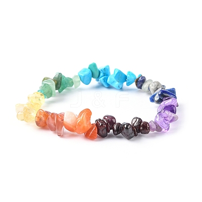 Chakra Gemstone Stretch Bracelets X-BJEW-JB02288-02-1