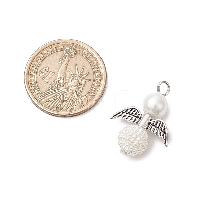 50Pcs Acrylic Imitation Pearl & Glass Pearl Pendants PALLOY-JF04038-07-1