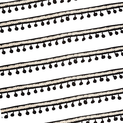 Polyester Pom Pom Lace Trim OCOR-WH0079-32-1