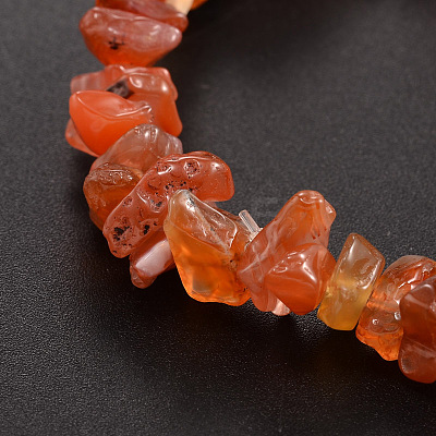 Chips Natural Carnelian Beaded Stretch Bracelets X-BJEW-JB01826-04-1