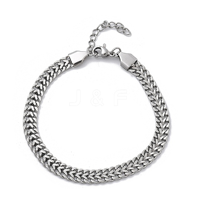 304 Stainless Steel Chains Bracelets High Polished BJEW-U017-02P-1