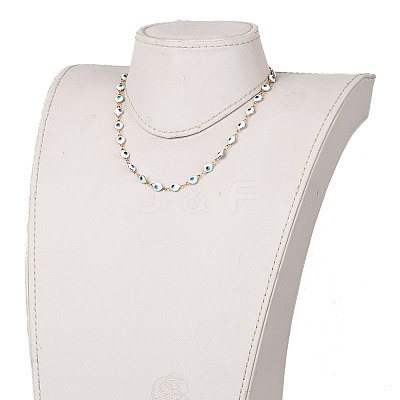 Evil Eye 304 Stainless Steel Enamel Link Chains Bracelets & Necklaces Jewelry Sets SJEW-JS01152-1