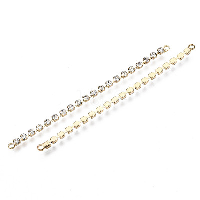 Brass Micro Cubic Zirconia Chain Links Connectors KK-N231-134-NF-1