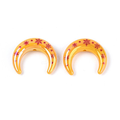 Christmas UV Plating Printed Opaque Acrylic Beads MACR-N018-07B-1