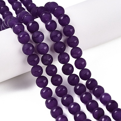 Frosted Natural White Jade Beads Strands G-T138-8mm-209F-1