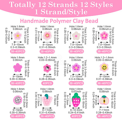 10 Strands 10 Styles Handmade Polymer Clay Bead Strands CLAY-TA0001-72B-1