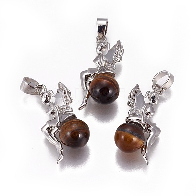 Natural Tiger Eye Pendants G-L512-E11-1