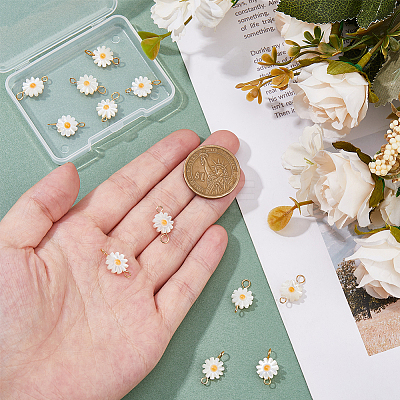 12Pcs Natural Freshwater Shell Flower Connector Charms PALLOY-HS00006-1