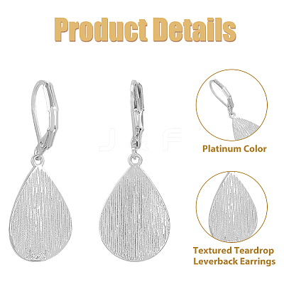 4 Pairs Teardrop Brass Leverback Earrings EJEW-HS0001-21P-1