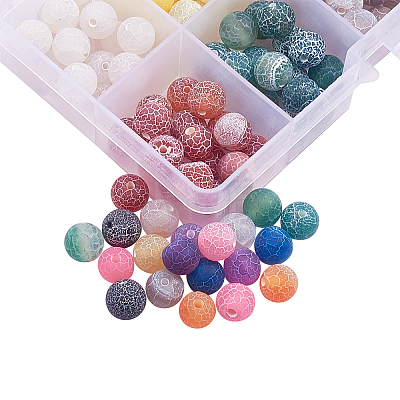 200Pcs 10 Colors Natural Weathered & Crackle Agate Beads Strands G-CJ0001-54-1