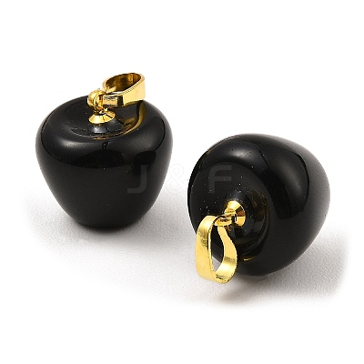 Natural Obsidian Teacher Apple Charms G-Z022-02J-G-1