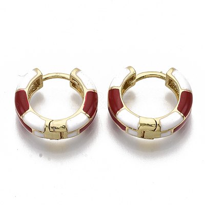 Brass Huggie Hoop Earrings EJEW-S209-06D-1