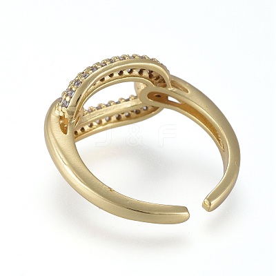 Brass Micro Pave Cubic Zirconia Cuff Rings RJEW-K232-08G-02-1