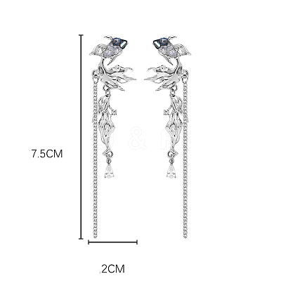 Fish Alloy Glass Dangle Stud Earrings FS-WG4D6D9-03-1