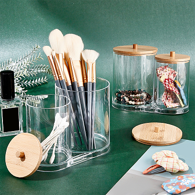 2Pcs Plastic with Wood Containers CON-NB0001-76-1