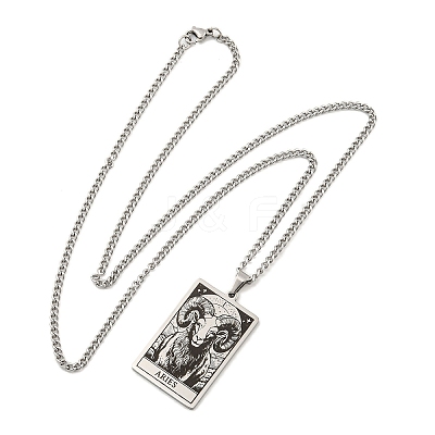 Non-Tarnish 304 Stainless Steel Tarot Pendant Necklaces NJEW-A026-01P-01-1