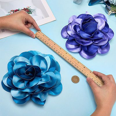 2Pcs 2 Colors Polyester Camellia Brooches JEWB-FG0001-64C-1