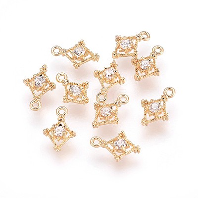 Brass Cubic Zirconia Pendants X-KK-T014-106G-1