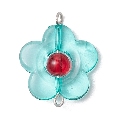 Transparent Acrylic & Glass Flower Connector Charms PALLOY-JF03720-1