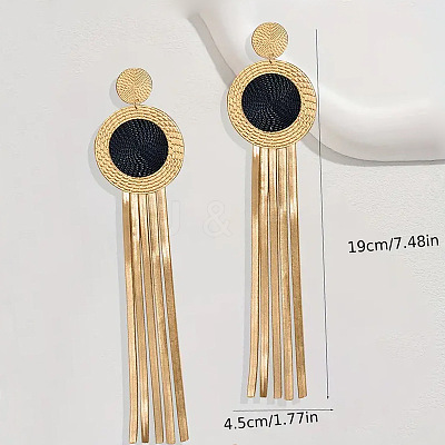 Iron Flat Round Tassel Stud Earrings FS-WG4A301-01-1