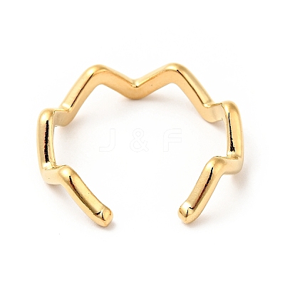 Ion Plating(IP) 304 Stainless Steel Wave Open Cuff Ring for Women X-RJEW-I085-13P-01-1