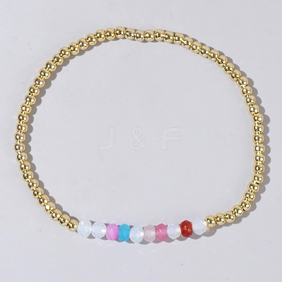 Colorful Mixed Brass Random Color Synthetic Gemstone Bead Copper Bracelet Women's Fashion Jewelry Wholesale RJ2833-8-1