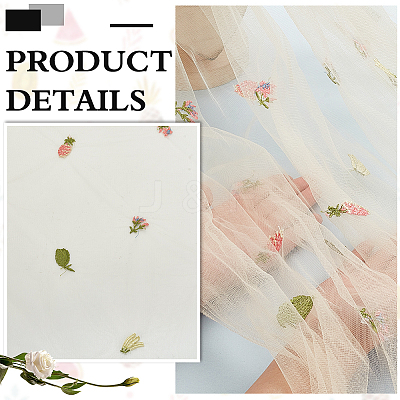 Fruit Polyester Embroidery Mesh Fabric KK-WH0558-10B-1