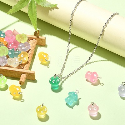 45Pcs 9 Colors Luminous Translucent Resin Pendants RESI-CJ0003-23-1