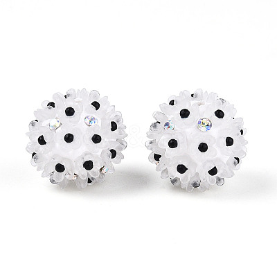 Handmade Polymer Clay Rhinestone with Resin Daisy Flower CLAY-T022-02B-1