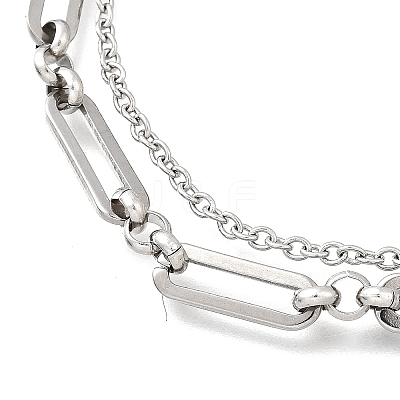 304 Stainless Steel Cable & Paperclip Chain Bracelets Multi-layered Bracelets for Women BJEW-JB12331-02-1